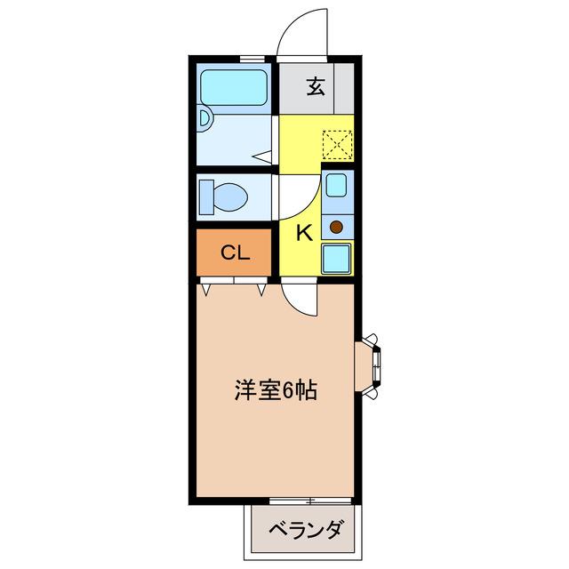 シンフォニー(1K/2階)の間取り写真