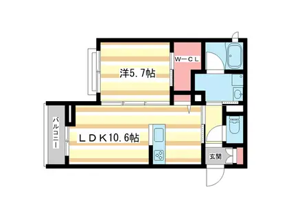SHAMAISONSUZAKU(1LDK/2階)の間取り写真