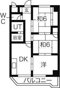 日進ビル(3DK/3階)の間取り写真