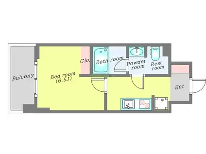 エクルベージュ(1K/4階)の間取り写真