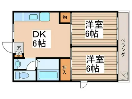 松浦コーポ(2DK/2階)の間取り写真