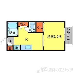 ジュネスハイム仲辻(1K/2階)の間取り写真