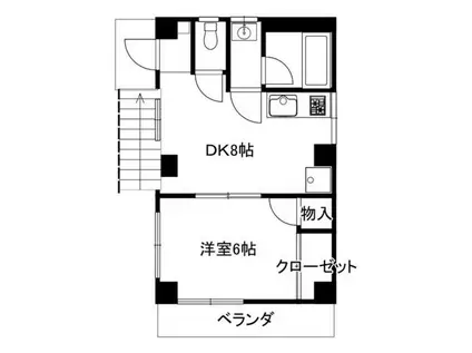 コーポサンライズ(1DK/3階)の間取り写真