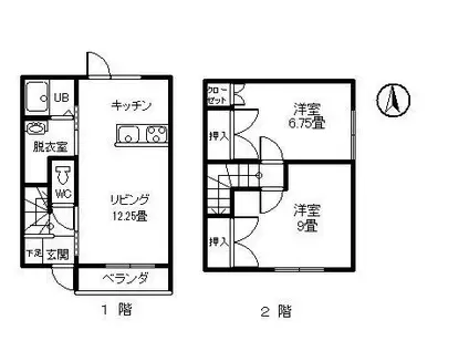 タウン ZUIA(2LDK/1階)の間取り写真