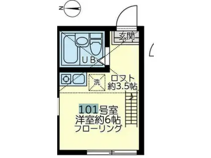 エコルガイア(ワンルーム/1階)の間取り写真