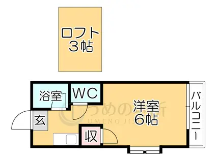 ドルフィンハイム(ワンルーム/2階)の間取り写真