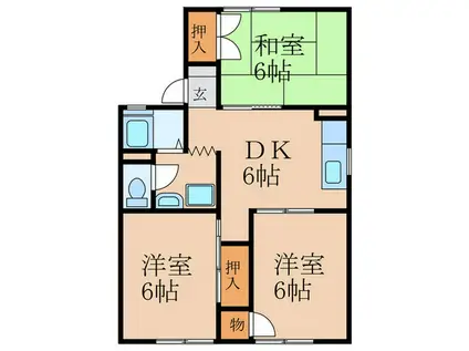 パレーシャル菊入(3DK/1階)の間取り写真