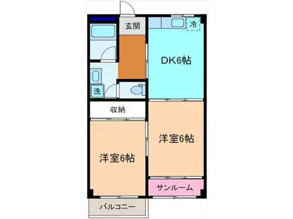 シャリエ(2DK/1階)の間取り写真