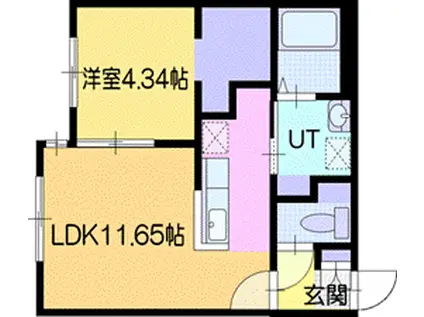 ピオネロ恵庭III(1LDK/2階)の間取り写真