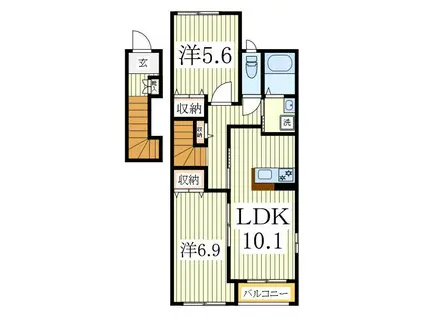 LEMMIKKI(1LDK/2階)の間取り写真