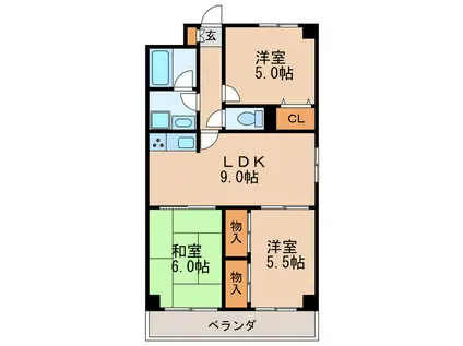 メゾン清水(3LDK/5階)の間取り写真