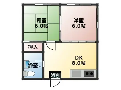 コーポイナミ(2DK/3階)の間取り写真