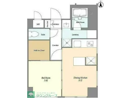 インプルーブ両国(1DK/4階)の間取り写真