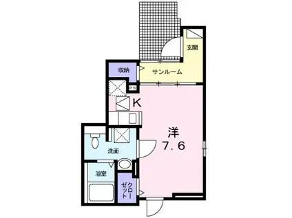 グラティチュードH(ワンルーム/1階)の間取り写真