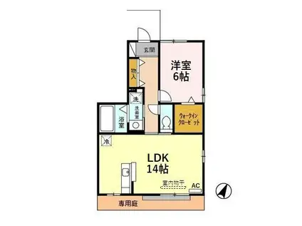 ルシエルII(1LDK/1階)の間取り写真