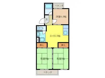 杉本ビル(3DK/4階)の間取り写真