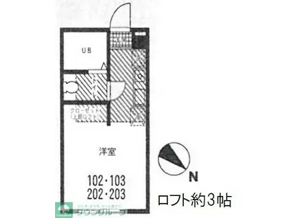 ハーミットクラブハウス追浜B棟(ワンルーム/2階)の間取り写真