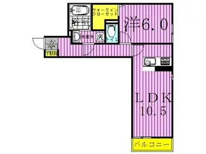 ホープヒル(1LDK/2階)の間取り写真
