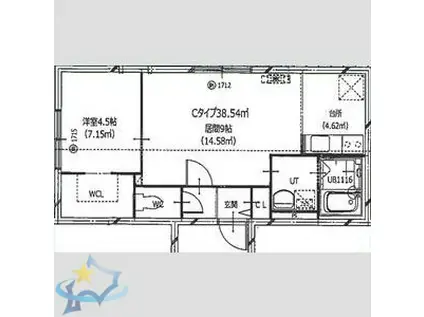HERO YAMAHANA2(1LDK/2階)の間取り写真