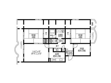 第3みつわ台ハイツF棟(3LDK/3階)の間取り写真