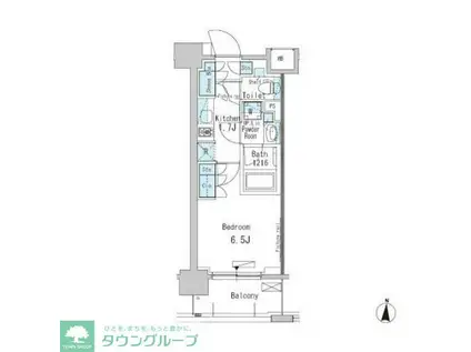 パークアクシス両国(1K/4階)の間取り写真