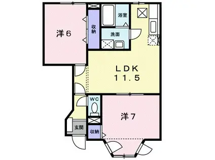 ハイツ柿の実II(2LDK/1階)の間取り写真