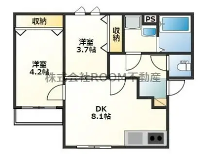 ルーチェ吉尾(2LDK/1階)の間取り写真