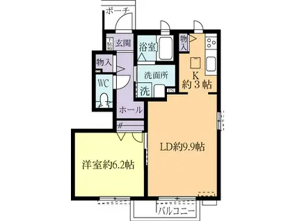 メゾンボヌールH(1LDK/1階)の間取り写真