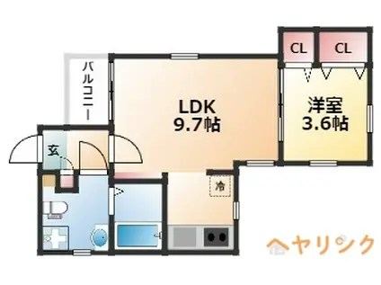 CHERIM庄内通イースト(1LDK/3階)の間取り写真