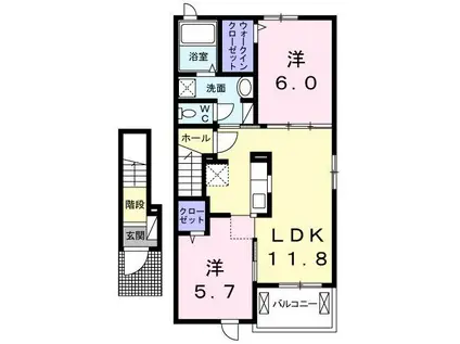 ラッフィナート(2LDK/2階)の間取り写真