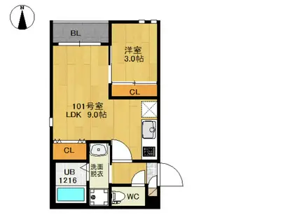 GRANDTIC22(1LDK/1階)の間取り写真