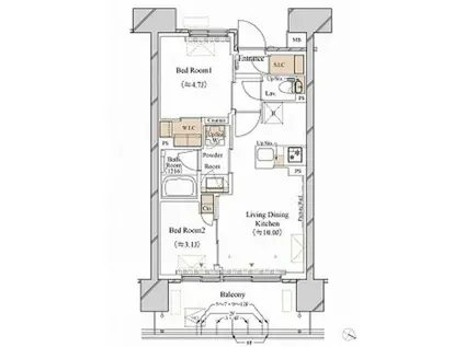 ブランシエスタ新丸子リバーフロント(2LDK/8階)の間取り写真