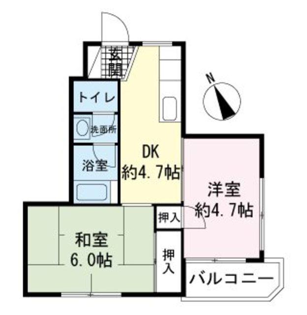 コーポリバー(2DK/3階)の間取り写真