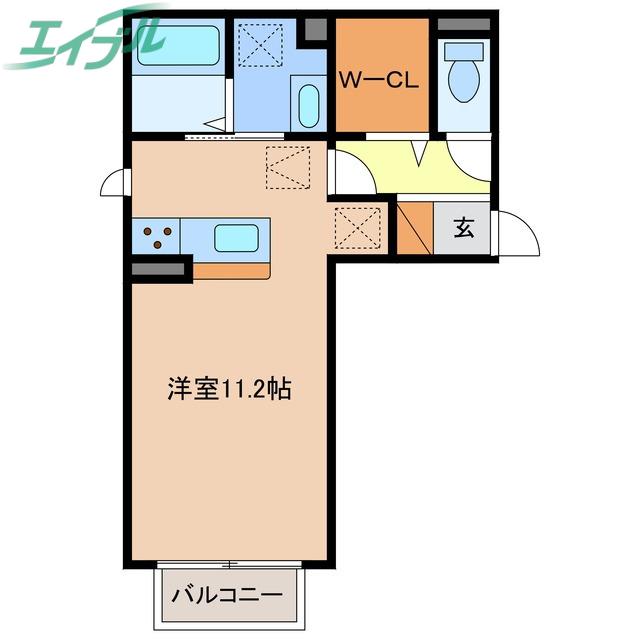 エスポワールII(ワンルーム/1階)の間取り写真
