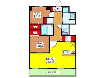 メゾン茨木(2LDK/3階)の間取り写真