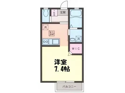 シャルム中央(1K/2階)の間取り写真