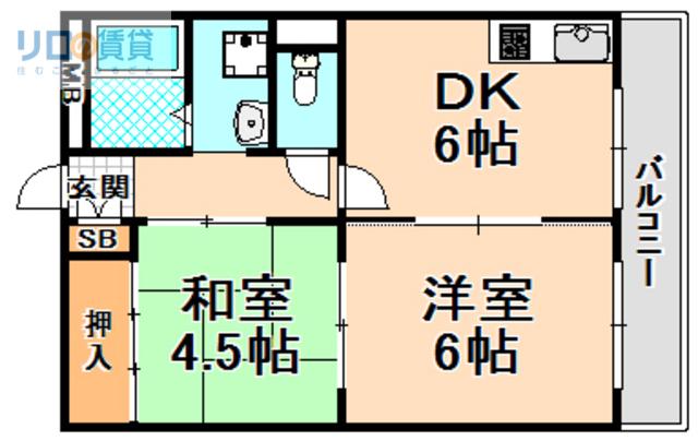 中島マンション(2DK/3階)の間取り写真