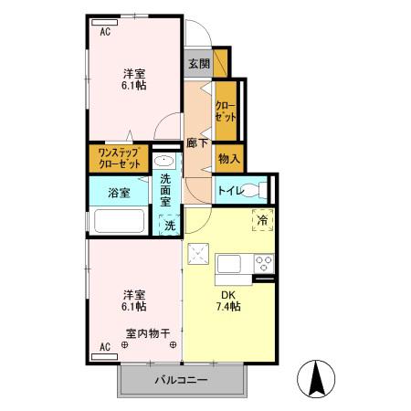 JR高崎線 新町駅(群馬) 徒歩26分 2階建 築11年(2DK/1階)の間取り写真