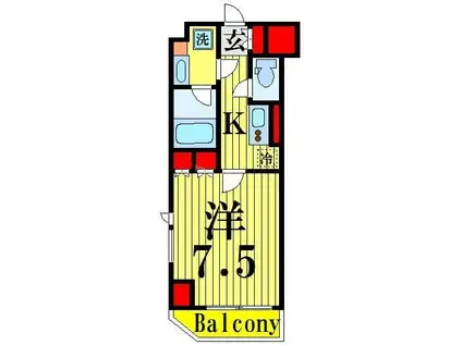 ルーブル西新井(1K/6階)の間取り写真