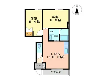 WELCOME III B棟(2LDK/1階)の間取り写真