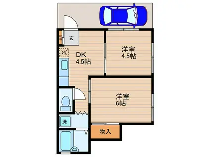 ハイツ竹井(2DK/1階)の間取り写真