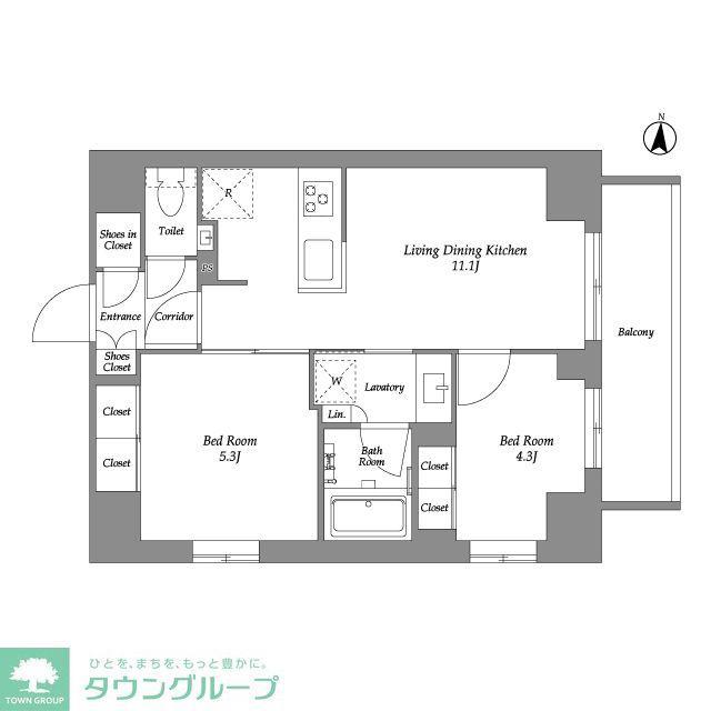 ウエリスアーバン住吉イースト(2LDK/3階)の間取り写真