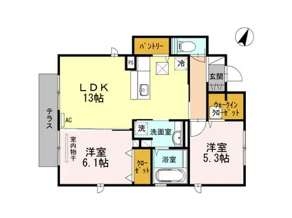 セイス藤貴(2LDK/1階)の間取り写真