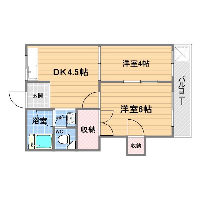 濱田マンション(2DK/1階)の間取り写真