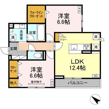 WILLIII(2LDK/1階)の間取り写真
