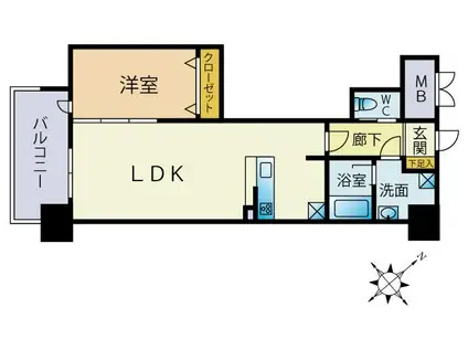 GRANRIVER HAKATA(1LDK/6階)の間取り写真