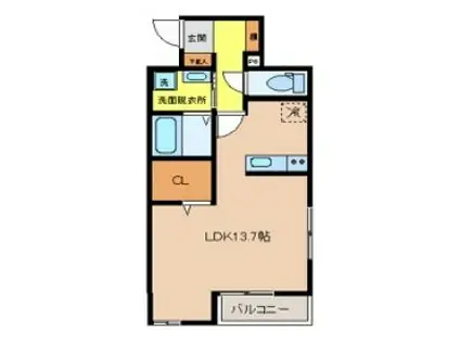 ウィステリア(ワンルーム/1階)の間取り写真