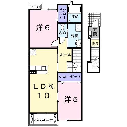 ロアジーナ(2LDK/2階)の間取り写真