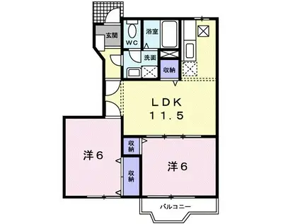カーサグランビューA(2LDK/1階)の間取り写真