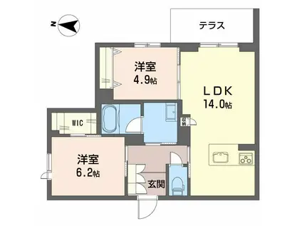ソサイティ掛尾(2LDK/1階)の間取り写真